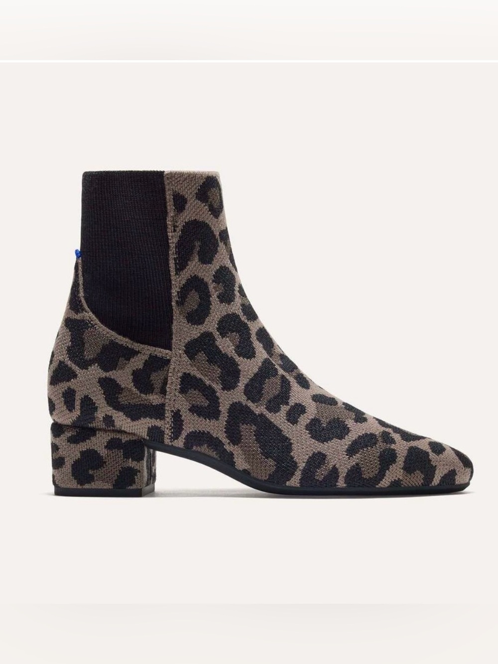 Rothys Classic Cool Cat Leopard Gray Black Print Knit Ankle Boots Size 9.5